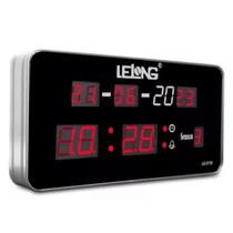 Relógio Parede Mesa Led Digital Calendário Termômetro LE-2139 Preto