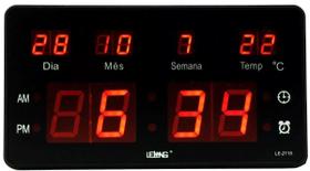 Relógio Parede Mesa Led Digital Calendário Termômetro Le2115 - Lelong