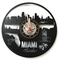 Relógio Parede, Miami, Beach, Cidade, Decoração, Disco Vinil, Presente - Avelar Criações