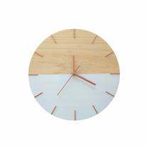 Relógio Parede Minimalista Em Madeira Branco/Rosê Gold 28Cm