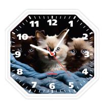 Relógio Parede Octogonal Gama Gato Branco