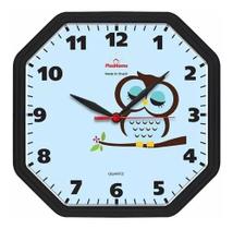 Relógio Parede Oitavado Coruja Decorativo Preto Cozinha Sala