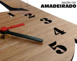Relógio parede para cozinha grande decorativo MDF Amadeirado