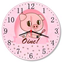 Relogio Parede Porquinho Decoração de Porquinhos Rosa Porco Cozinha Sala Presente 30cm - RelóGil