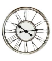 Relógio Parede Prateado Numeração Romana 41x41cm - Tasco