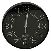 Relógio Parede Preciso Decorativo Sala Cozinha LUATEK ZB-3003 Preto e Metálico
