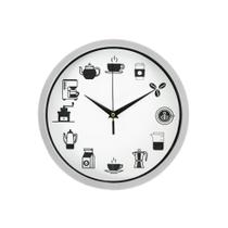 Relógio Parede Redondo Analógico Café Branco 25Cm