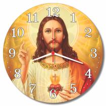 Relogio Parede Sagrado Coracao Jesus Cristo Deus Biblia Presente Decorativo Religioso 30cm - RelóGil