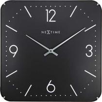 Relógio Parede Square Dome Black Nextime 35x35cm