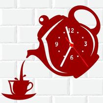 Relógio Parede Vinil LP ou MDF Bule Chá Xícara Café Cozinha