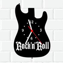 Relógio Parede Vinil LP ou MDF Guitarra Rock 2