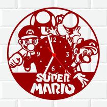 Relógio Parede Vinil LP ou MDF Mario Bros Game Jogo Nintendo 1