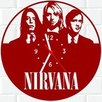 Relógio Parede Vinil LP ou MDF Nirvana Rock Banda 1