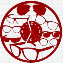 Relógio Parede Vinil LP ou MDF Oculos Ótica Decoração