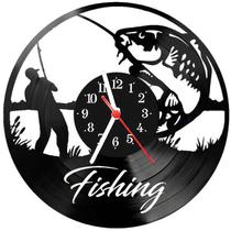 Relógio Parede Vinil LP ou MDF Pesca Pescaria Pescador
