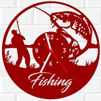 Relógio Parede Vinil LP ou MDF Pesca Pescaria Pescador