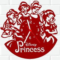 Relógio Parede Vinil LP ou MDF Princesas Disney - 3D Fantasy