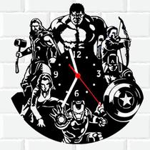 Relógio Parede Vinil LP ou MDF Vingadores Marvel Herois 3