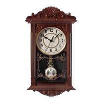 Relogio parede vintage retro pendulo decorativo design sala hall marrom