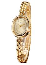 Relógio PASOY Oval Analógico de Quartzo com Pulseira Fina de Metal Dourado