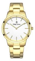 Relógio Phillip London Minimalista Dourado Mostrador Branco Relógio Phillip London Minimalista Dourado Mostrador Branco