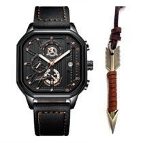 Relógio Poedagar Masculino Casual Luxo Cronógrafo Kit Colar Flecha