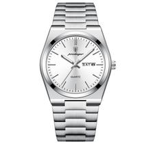 Relógio Poedagar Masculino Quartzo Prata Aço Inoxidável Luxo