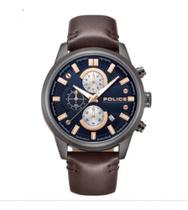 Relógio Police Premium Masculino Azul e Rosé Couro Legítimo