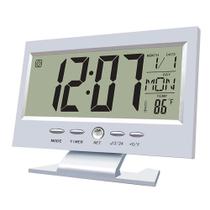 Relógio Portátil LED Display Digital Multifunções Alarme Controle por Voz Calendário Termômetro Acende Luz com Som Escritório Mesa Relógio Portátil LED Display Digital Multifunções Alarme Controle por Voz Calendário Termômetro Acende Luz com Som Escritório Mesa