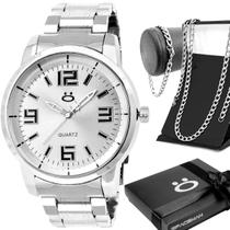 Relogio prata aço inoxidavel + caixa + pulseira + cordao original ponteiro qualidade premium pesado casual grumet social Relogio prata aço inoxidavel + caixa + pulseira + cordao original ponteiro qualidade premium pesado casual grumet social