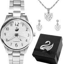 Relogio Prata Aco Inoxidavel Feminino casual original strass social garantia delicado inoxidável presente