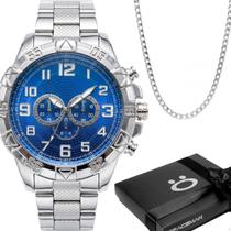 Relógio Prata Masculino Aço Inox + Caixa social robusto original casual pesado inoxidável grande presente