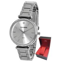 Relógio Prateado Mondaine Feminino de Pulso Resistente