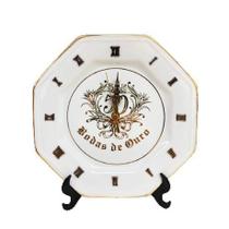 Relógio Prato Diceart Oitavado Bodas de Ouro