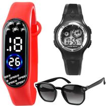 Relogio Preto Digital Homemaranha + Protecao Oculos Sol Uv
