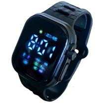 Relógio Preto Leve Barato De Pulso Led Visor Colorido 2024