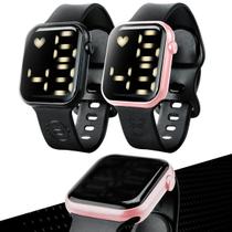 relogio preto silicone + relogio digital led rosa feminino qualidade premium presente esportivo prova dagua quadrado pulseira ajustavel