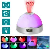 Relogio projetor de teto ceu estrela luminaria abajur luz led noturna despertador display digital galaxia