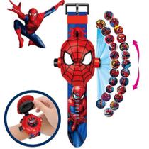 Relogio Projetor Digital Homem Aranha - Infantil Marvel Crianças Meninos Brinquedo - 24 Imagens 3D