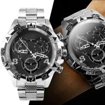 Relógio Prova D'agua Masculino inox Prata Envio Imediato