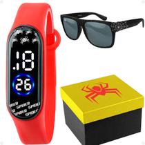 relogio prova dagua digital infantil silicone adolescente homem aranha heroi original menino vermelho presente data