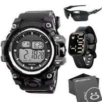 relogio prova dagua preto cronometro esportivo ajustavel alarme data original preto presente
