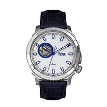 Relógio: pulseira automática de couro semiesqueleto REIGN Bauer