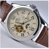 Relógio Pulseira de Couro Orient Automático Clássico Sol e Lua Turbilhão - Relógio Pulseira de Couro Orient Automático Clássico Sol e Lua Turbilhão -