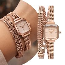 Relógio Pulseira Feminino Analógico Rosé em Aço Inoxidável à Prova D Água Mini Pequeno Quadrado Casual Social Technos Relógio Pulseira Feminino Analógico Rosé em Aço Inoxidável à Prova D Água Mini Pequeno Quadrado Casual Social Technos