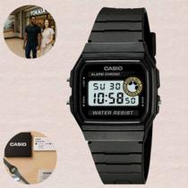 Relógio Pulso Casio Vintage Digital Preto Quadrado Classico Casual Pequeno Resistente Agua Feminino Masculino Quartz Leve F-94WA-8DG