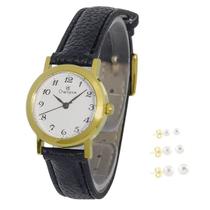 Relogio Pulso Feminino Champion Pequeno Prova Dagua + Brinco