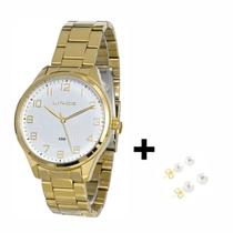 Relogio Pulso Feminino Lince Prova D'agua Bateria + Brinco