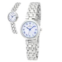 Relogio Pulso Feminino Redondo Todo Prata Pequeno Champion
