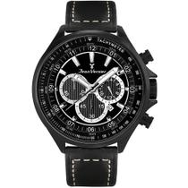 Relógio Pulso Jean Vernier Masculino Couro Preto JV01371